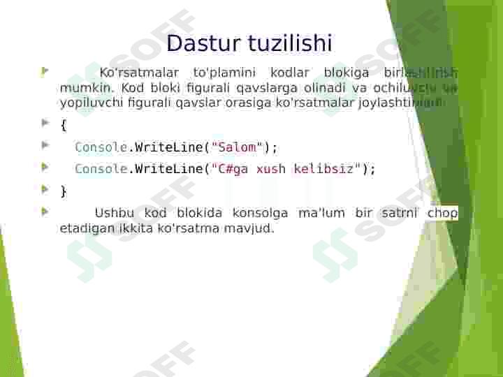 C# tilining tashkil etuvchilari haqida umumiy tushuncha. 3