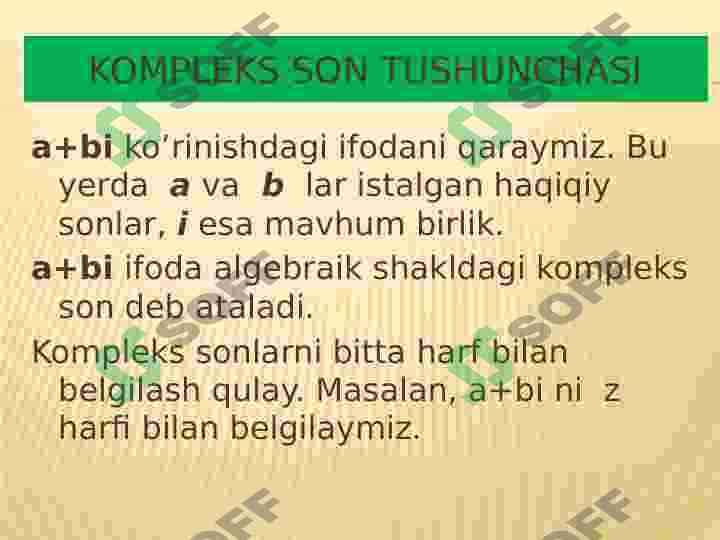 Kompleks sonlar va ular ustida bajariladigan amallar 3