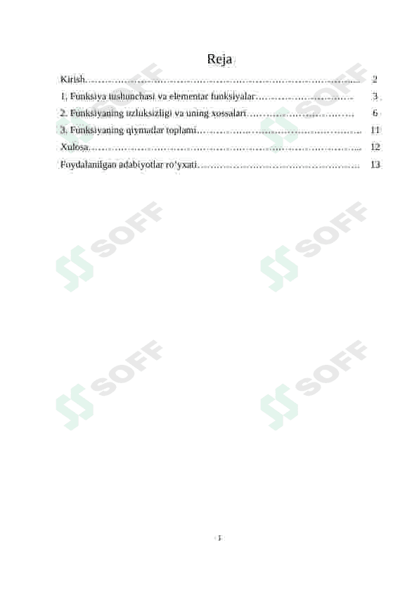 Funksiya tushunchasi. Funksiyani aniqlanish sohasi va qiymatlar to’plami 3