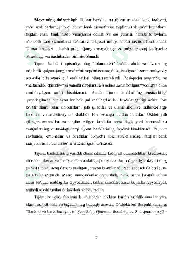 Tijorat banklari faoliyatining iqtisodiy samaradorligini oshirish yo‘llari 3