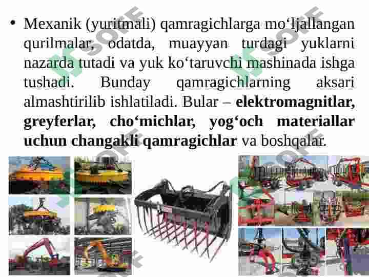 Mexanik va mashinaning ishchi organi ichiga o‘rnatilgan qamragichlar 3
