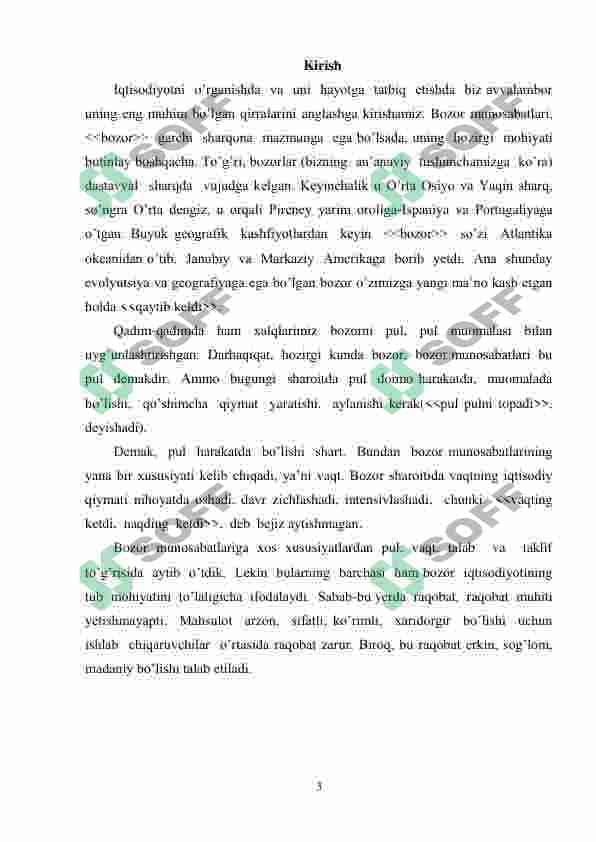 Bozor tushunchasi, uning vazifasi va turlari. 3