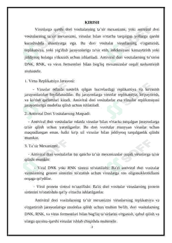 Viruslarga va o’smalarga qarshi dori vositalarning ta’sir mexanizmi(DNK, RNK fermentlariga nisbatan) 3