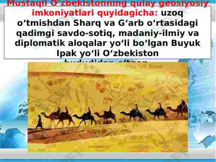 O‘zbekiston Respublikasi tashqi siyosiy faoliyatining shakllanishi va uning ustuvor yo‘nalishlari 3