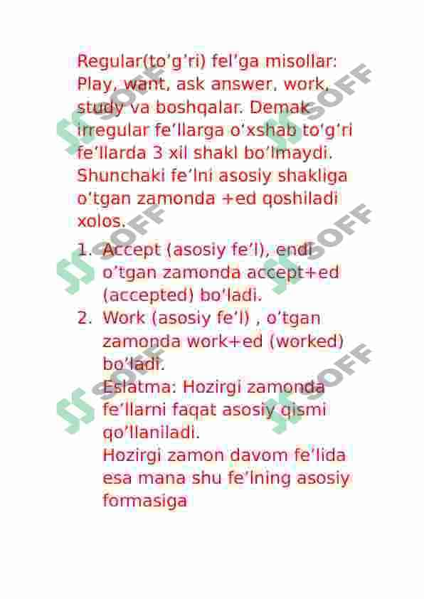 To'g'ri va noto'g'ri fe'llar | Regular and irregular verbs 3