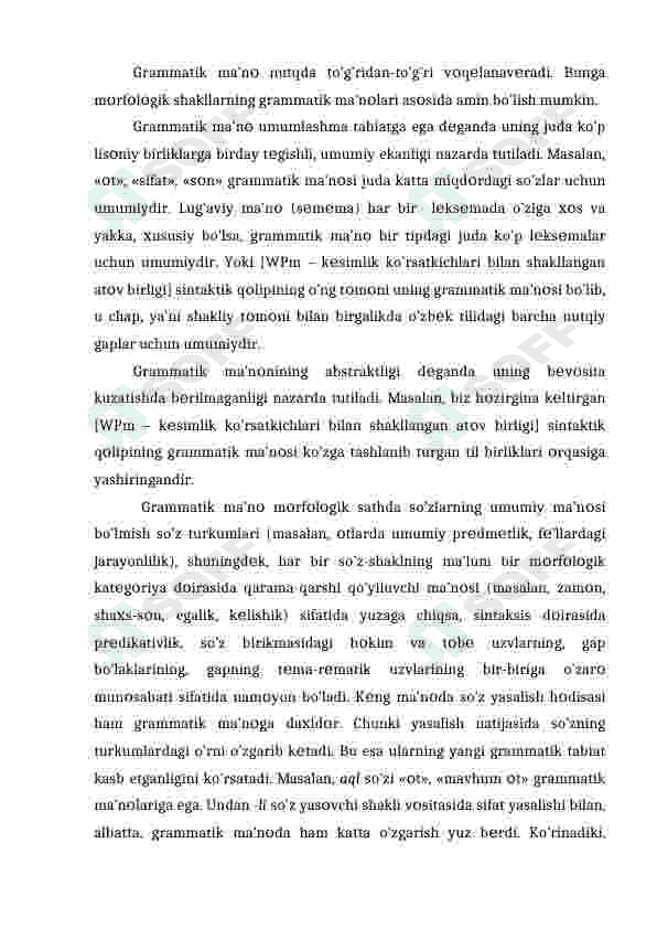Grammatika. Grammatik ma’no va grammatik shakl. Grammatik kategoriya 3