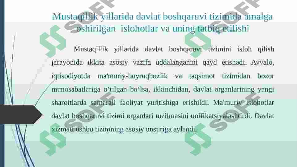 Mustaqillik yillarida davlat boshqaruuv tizmimlarida amalga oshirilgan islohotlar 3