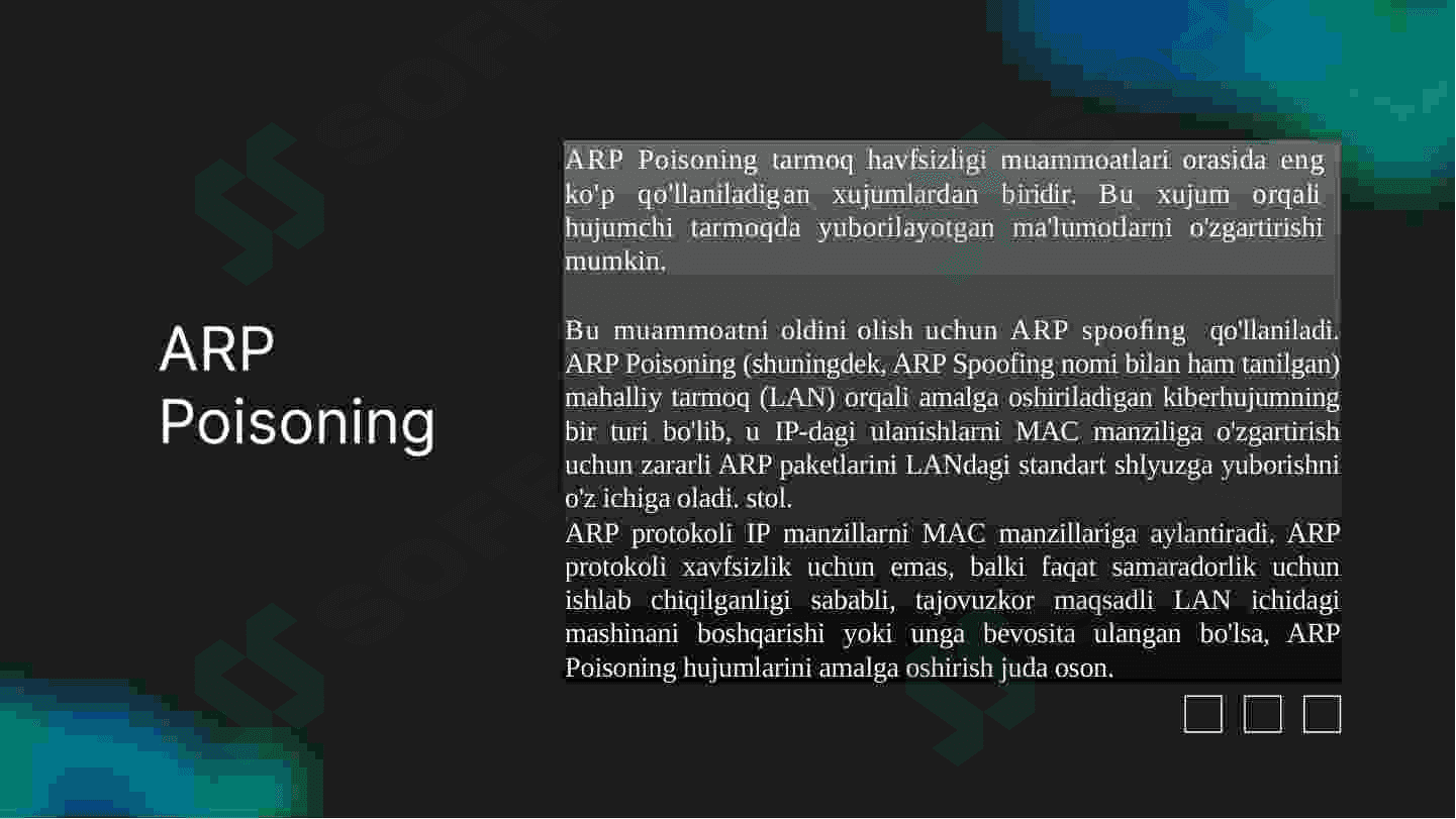 ARP Poisoning xujumlar 3