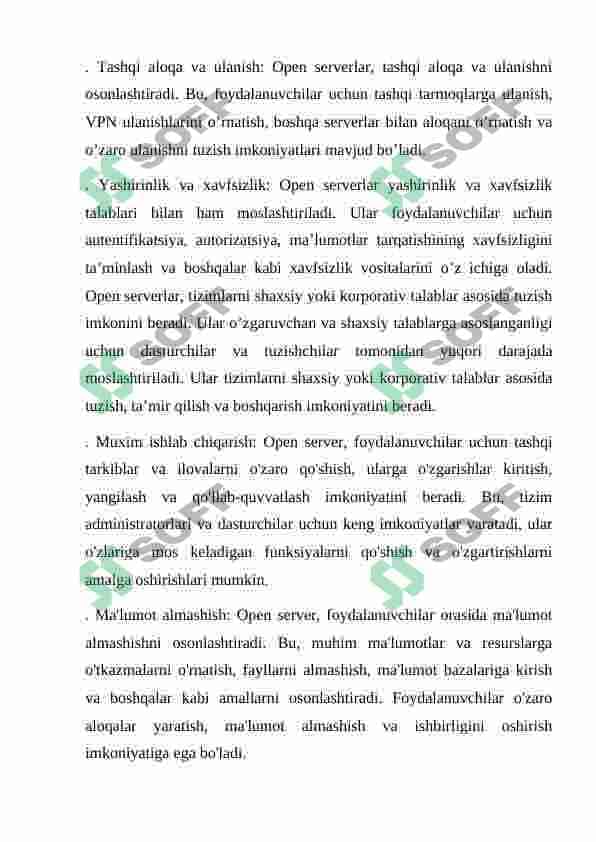Open server va uning imkoniyatlari. 3
