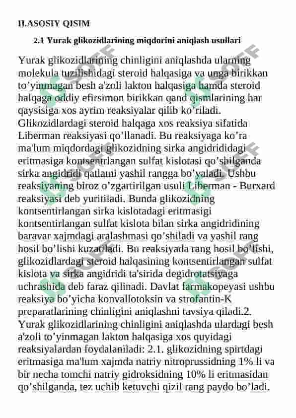 Fotometrik usulda yurak glikozodlarini sifat va miqdorini aniqlash 3