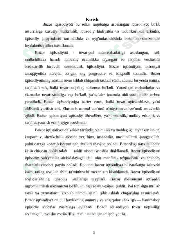 Bozor mexanizmi va uning tarkibiy qismlarining iqtisodiy nazariy tavsifi 3