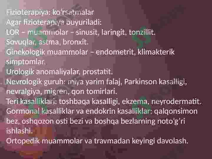 Xirurgik bemorlarni davolashda qoʻllaniladigan fizioterapevtik davolash usullari 3