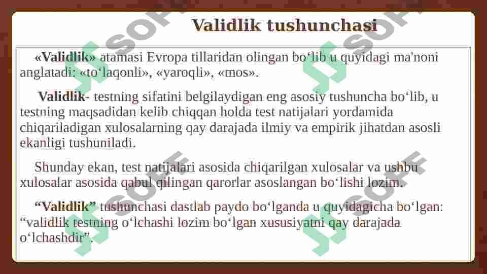 Testning sifati validlik 3