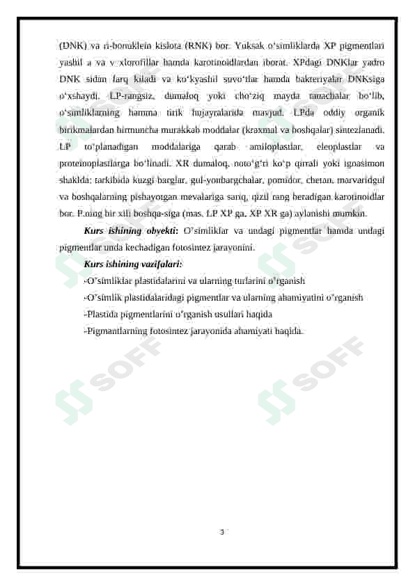 Plastida pigmentlari va ularni fotosintezdagi roli 3