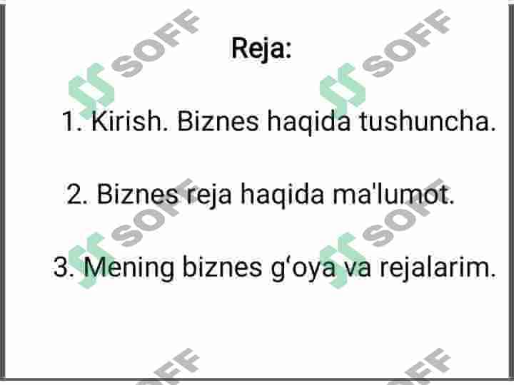 Biznes reja haqida tushuncha va mening biznes rejam. 3