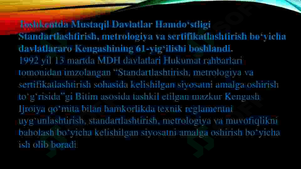 Mustaqil davlatlar hamdo'stligi mamlakatlari bilan metrologiyasi sohasidagi aloqalar 3