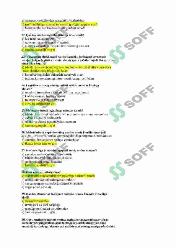 Logistika fanidan test 3