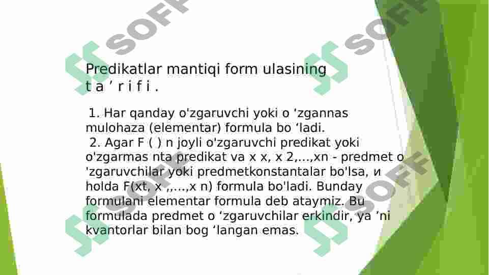 Predikatlar algebrasida teng kuchli formulalar,asisiy teng kuchliliklar. 3