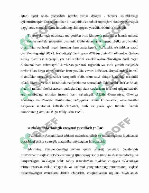 O'zbekiston Respublikasining ekologik muommolari 3