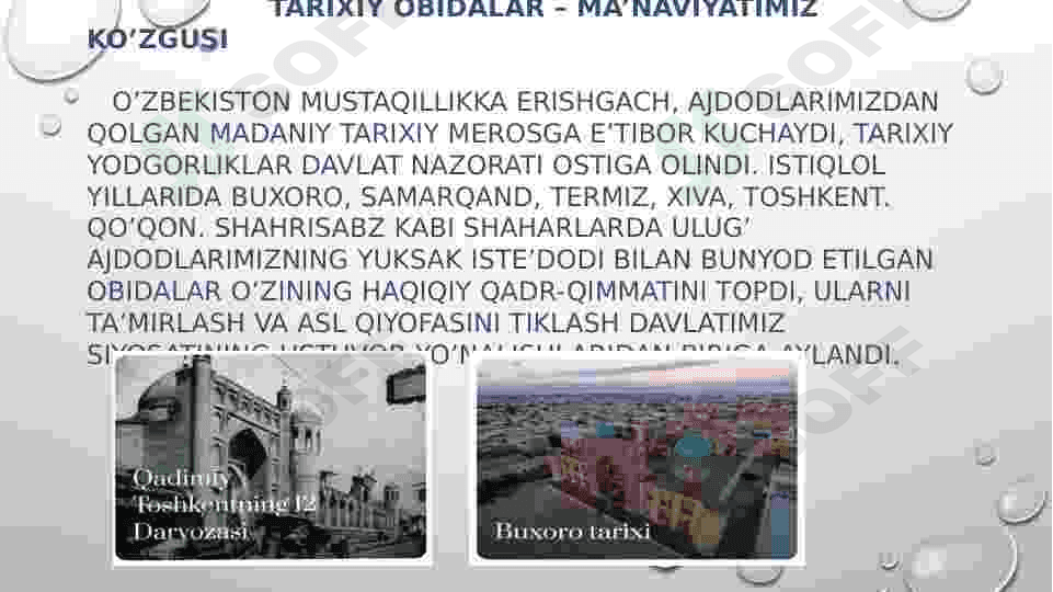 Yodgorliklar va tarixiy joylarni asrash 3