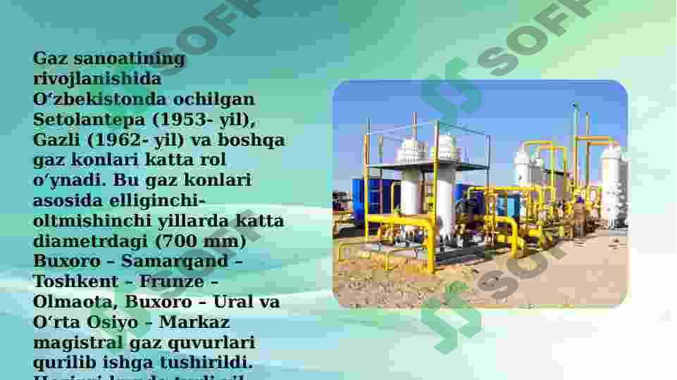 “Gaz ta’minoti tizimlari” faniga kirish        O‘zbekiston Respublikasida gaz ta’minoti tizimlarining rivojlanishi. Gaz ta’minoti tizimlarini loyihalash, qurish va ulardan foydalanishning asosiy muammolari. 3