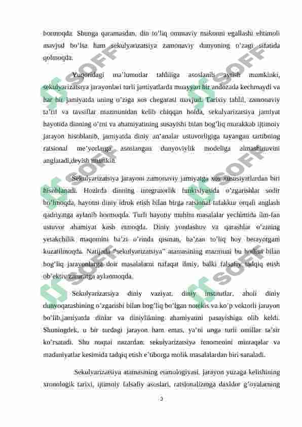 SEKULYARIZATSIYA DINDORLIK RIVOJLANISHINING TENDENSIYALARIDAN BIRI SIFATIDA 3