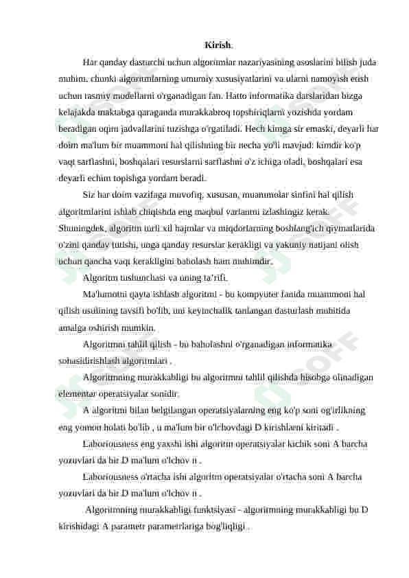 Algoritmlarni eng yomon va o‘rtacha holatlarda baholash. 3