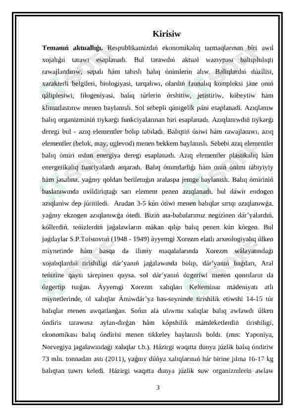 Aziq as- siniriw sisitemasi,as sindiriw fermentleri ham bezi,as siniriw ham ozlestiriw. 3