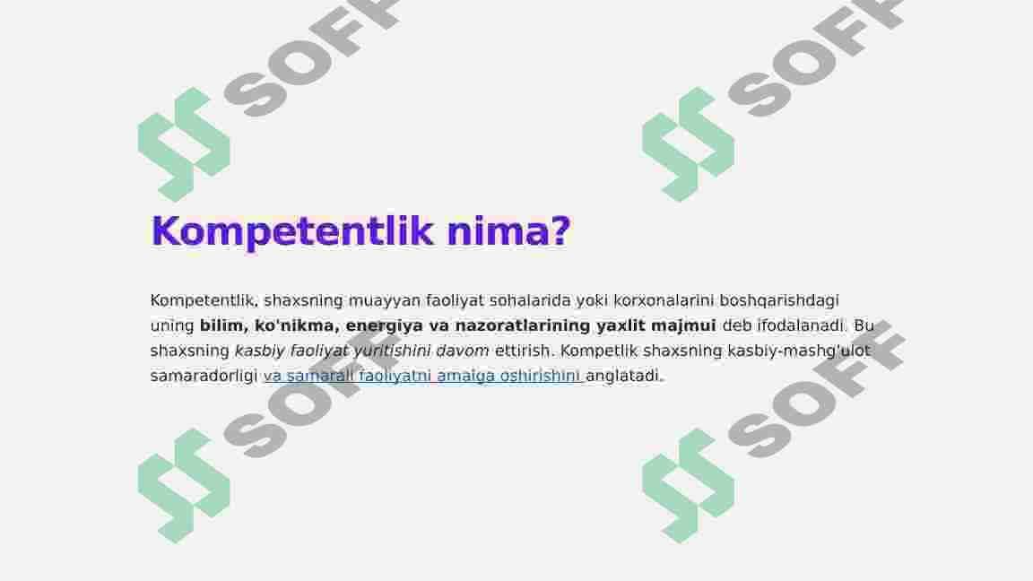 Kompetensiya va kompetentlik tushunchalari. 3
