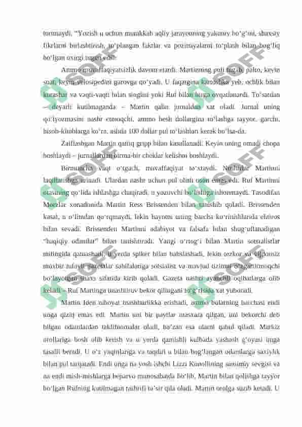 Jek London Martin Iden asarini Dialektikaning asosiy qonunlari va Falsafaning juft kategoriyalari bo'yicha tahlil qilish 3