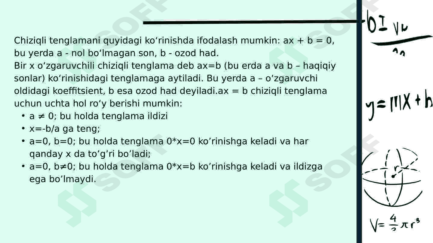 Chiziqli tenglamalar sistemasini hayotga tadbiqi 3