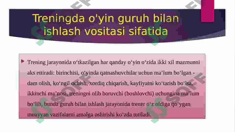 Treningda o'yin guruh bilan ishlash vositasi sifatida 3