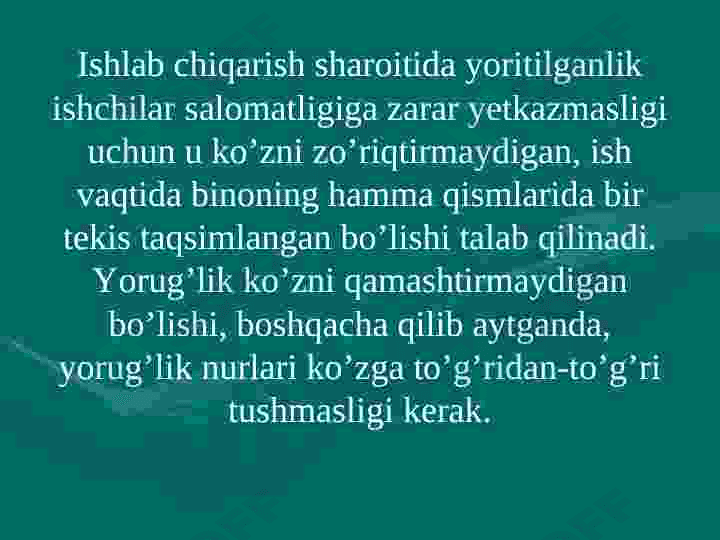 XONALARNI TABIIY VA SUN’IY YORITILGANLIGINI BAHOLASH 3