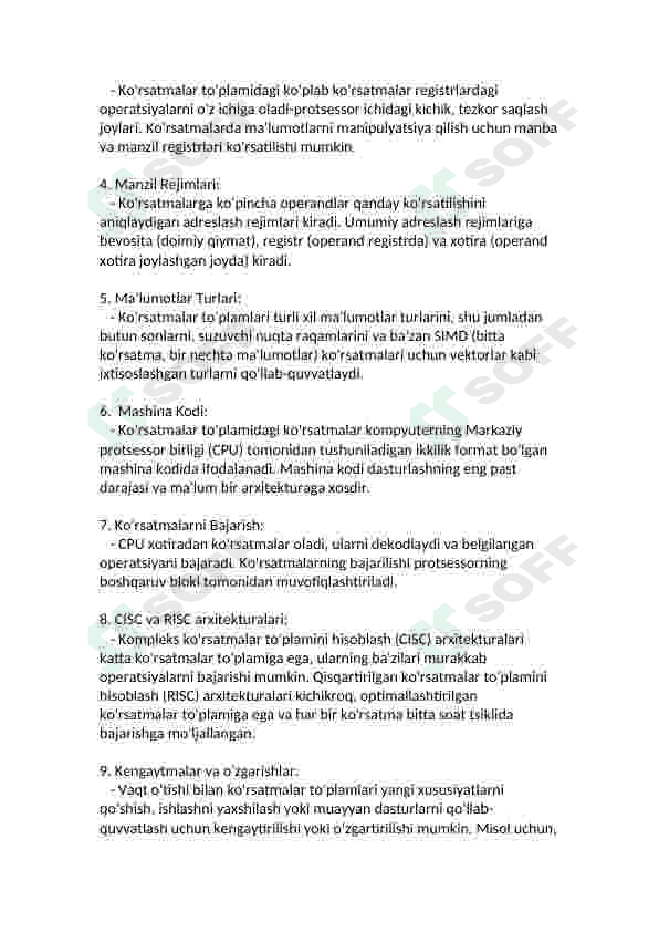 BUYRUQLAR TIZIMI, ARXITEKTURASI VA FORMATI 3