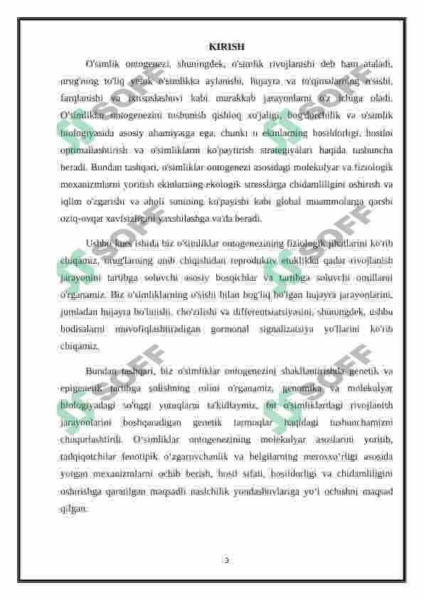 O’simliklar ontogenezining fiziologik tavsifi 3