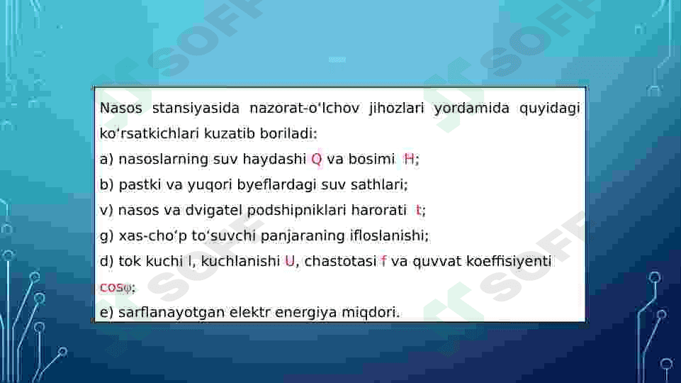 Nasos stansiyalarining nazorat –oʻlchov apparaturasi 3