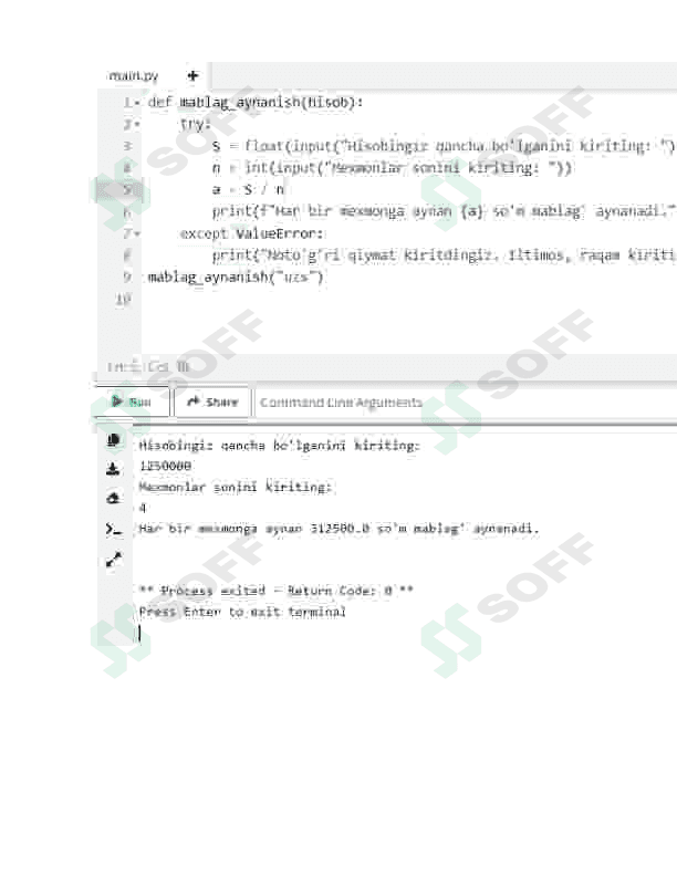 Python dasturlash tilidan mustaqil ish 3