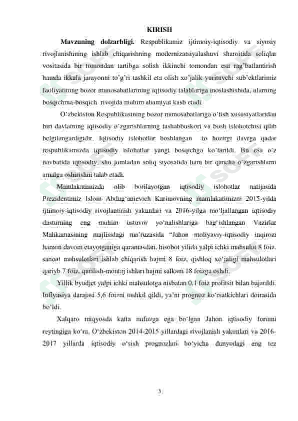 Byudjet-soliq siyosati mamlakat iqtisodiy siyosatining ajralmas bug’uni sifatida (O’zbekiston Respublikasi misolida) 3