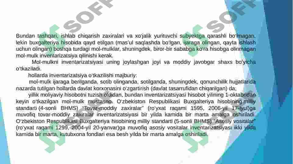 Inventarizatsiyani tashkil etish va ularni o’tkazish 3