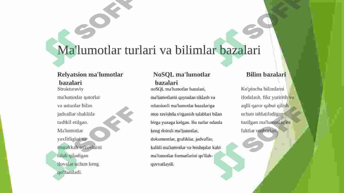 Ma'lumotlar va bilimlar bazalari 3