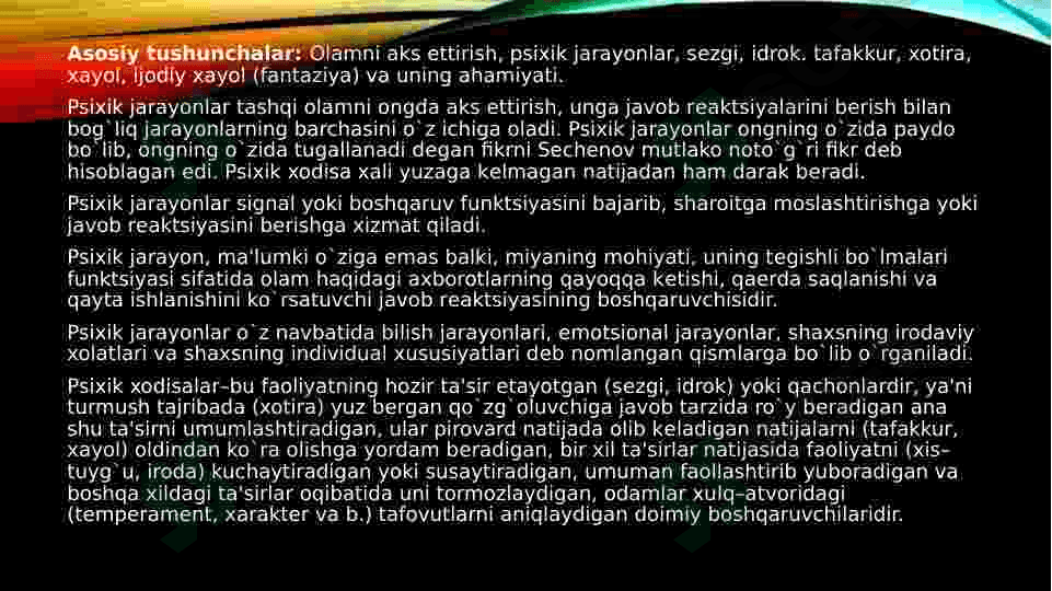 Psixik jarayonlar va miyaning o‘zaro aloqadorligi 3