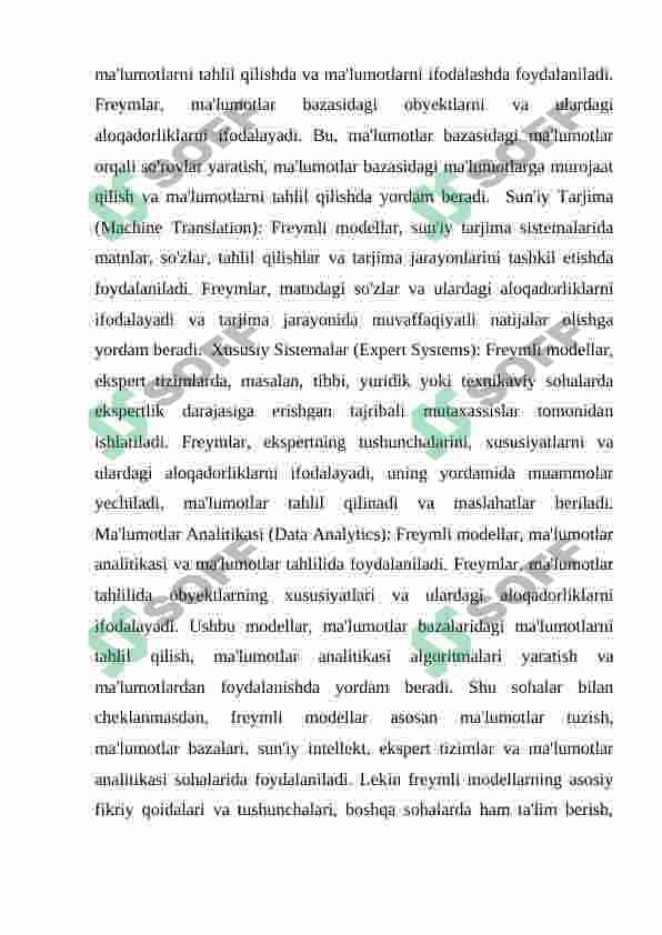 Bilimlarni tasvirlash modellari: mantiqiy, to‘rli, freymli. 3