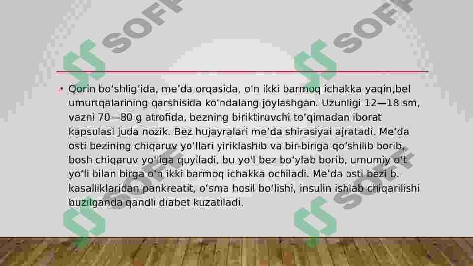 ME’DA OSTI, BUYRAK USTI VA JINSIY BEZLAR 3