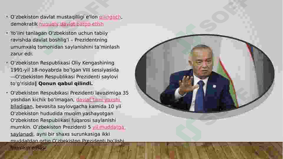 Mustaqil O’zbekiston davlatining yuzaga kelishi va  mustahkamlanishida Islom Karimovning o’rni va roli. 3