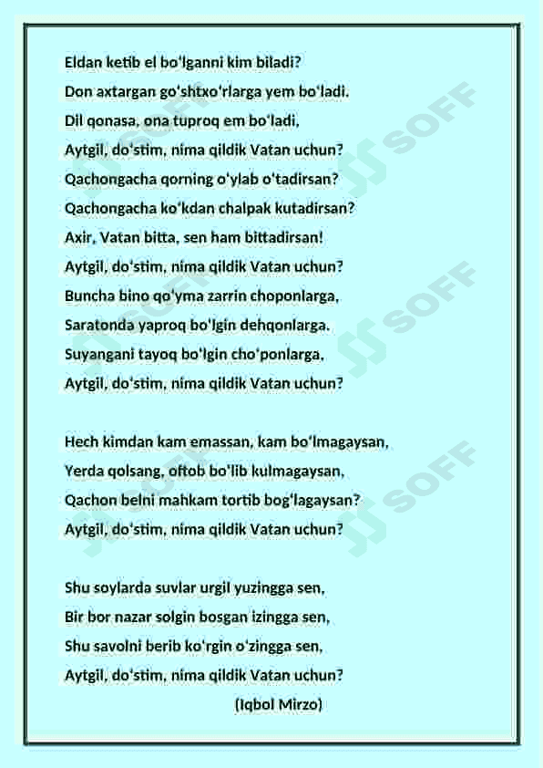 Filologiya va tillarni óqitish: (ózbek tili) ona tili ochiq dars ishlanmasi. 3