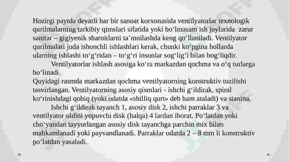 Ventilyator qurilmasining elektr yuritmasi o`rganish 3