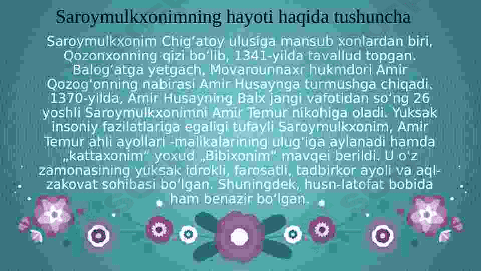 Farzand tarbiyasida Saroymulkxonim (Bibixonim)  faoliyati ma’naviy-axloqiy qadriyat sifatida. 3