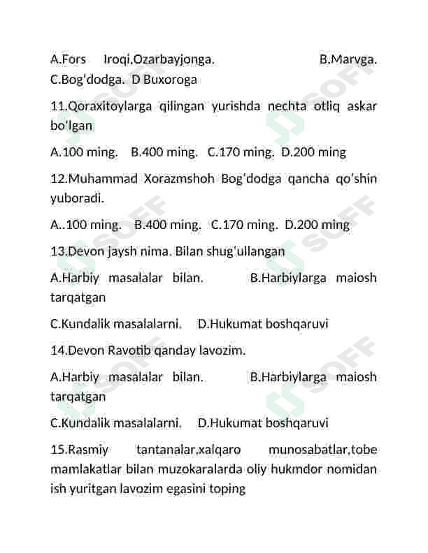 7-sinf anushteginiylar xorazmshohlar mavzulashtirilgan test 3