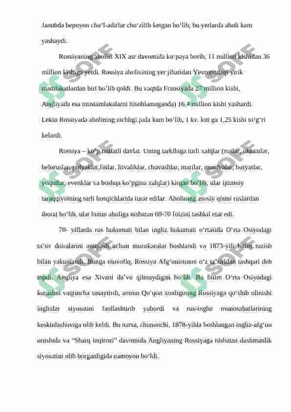 Chor Rossiyasining istilosi va mustamlakachilik tizimining o'rnatilishi 3