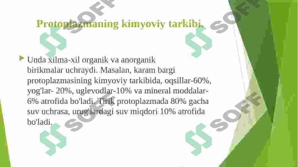 Sitoplazma uning zamonaviy modeli  vakuola,plastida,mitoxondriya,Ribosoma,peroksisoma,Lizosoma,endoplazmatik tor Golji apparati 3